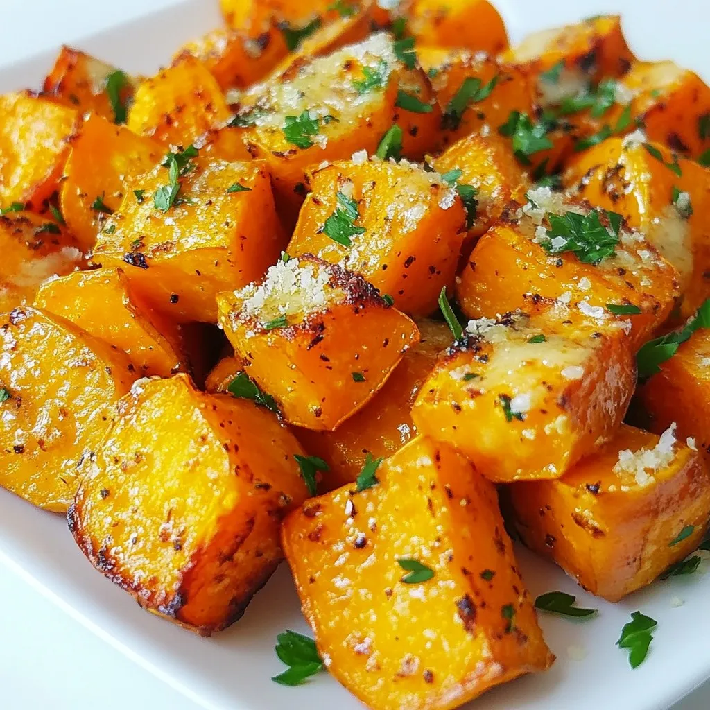 Garlic Parmesan Roasted Sweet Potatoes Delightful Dish