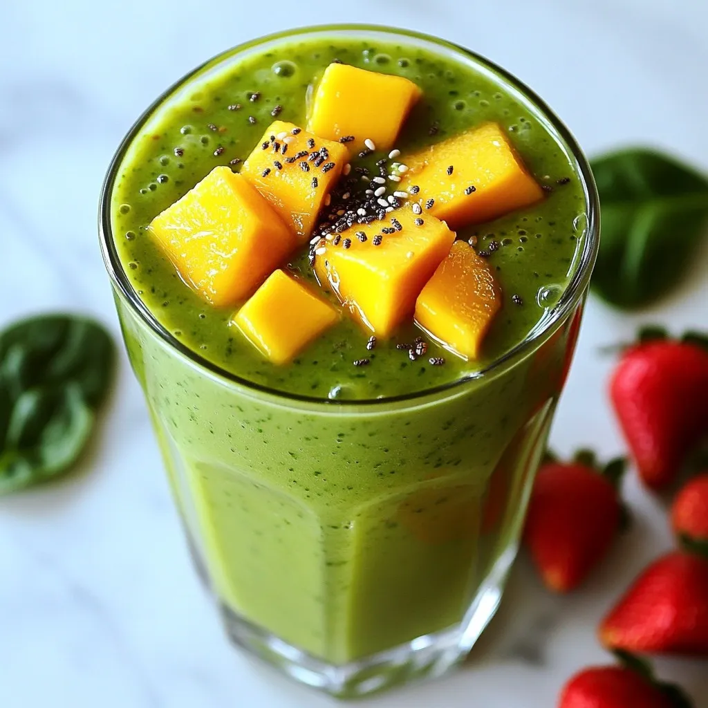 Strawberry Mango Spinach Smoothie Healthy Refresh Drink