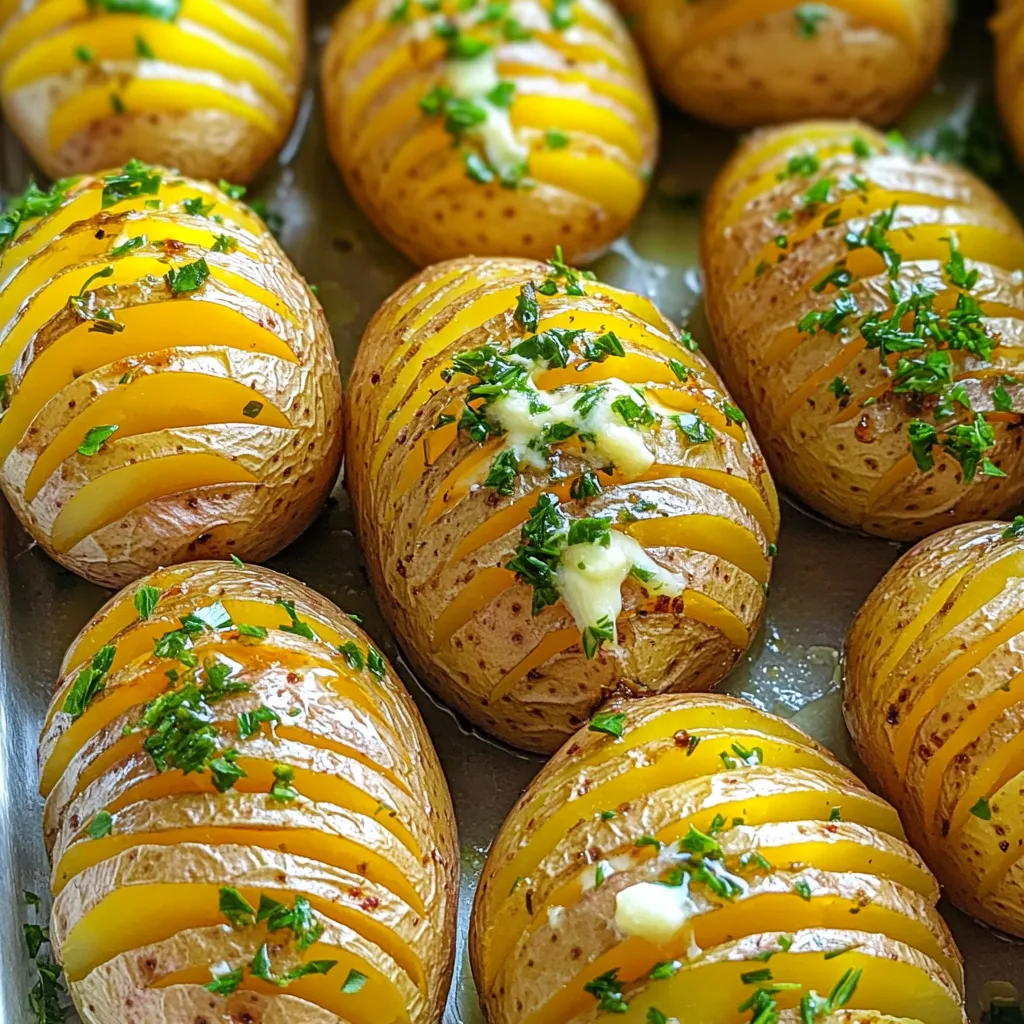 Crispy Garlic Herb Hasselback Potatoes Delight