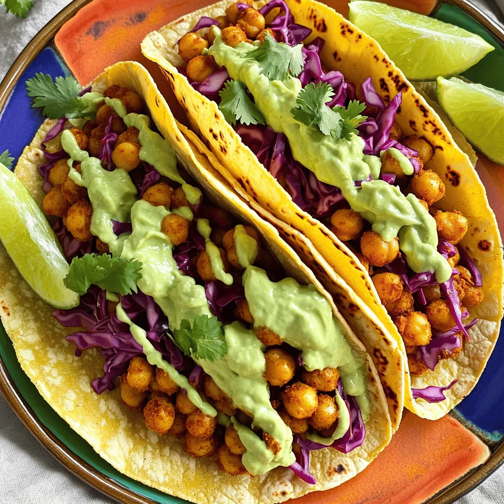 Spicy Chickpea Tacos with Avocado Cream Delight