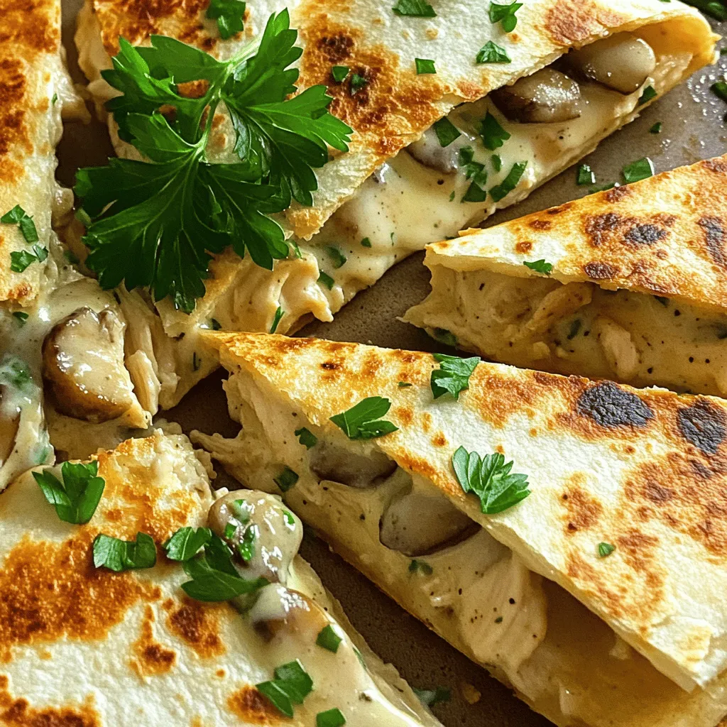 Chicken and Mushroom Alfredo Quesadilla Delight