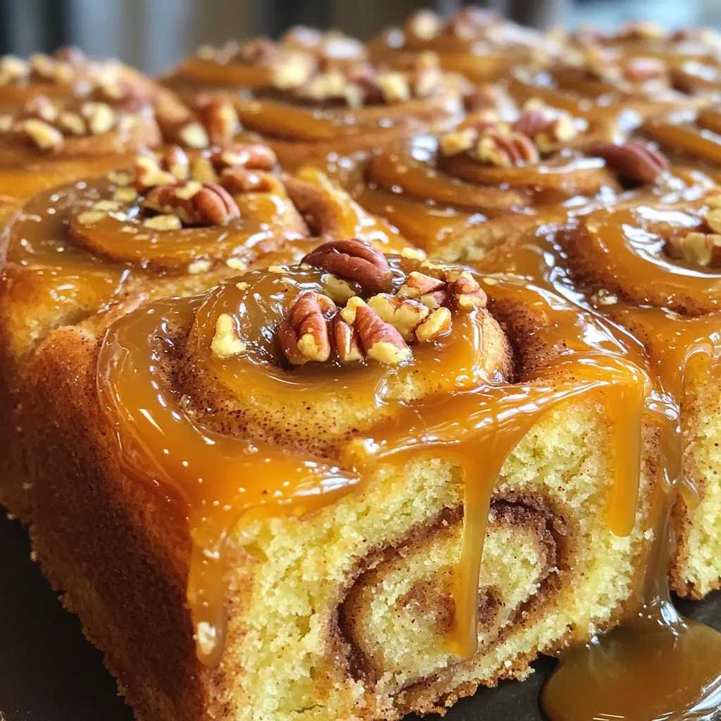 Caramel Pecan Cinnamon Roll Cake Delightful Treat