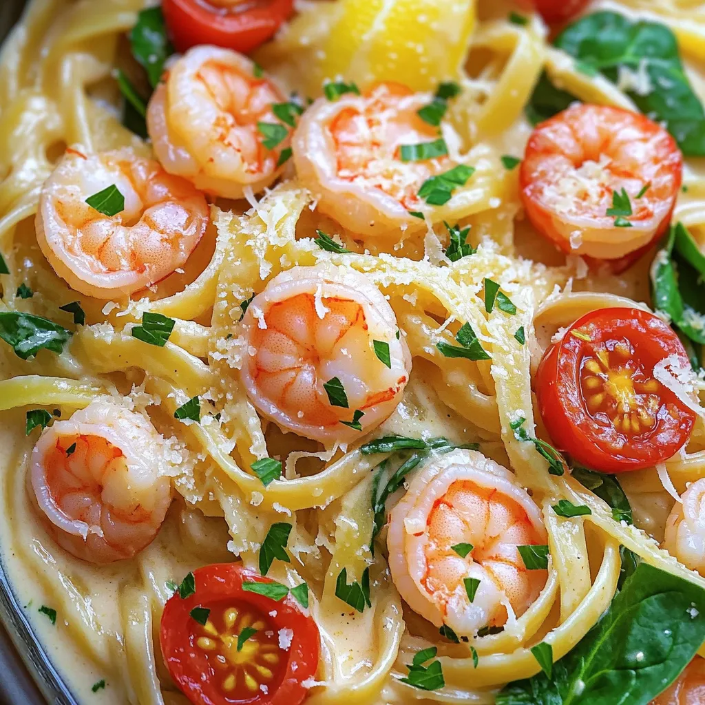 One-Pot Creamy Lemon Garlic Shrimp Pasta Delight