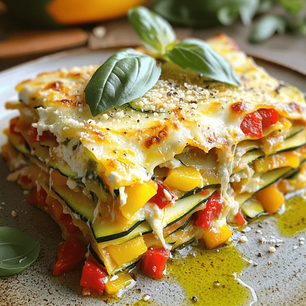Zucchini and Red Pepper Lasagna Healthy Dinner Recipe
