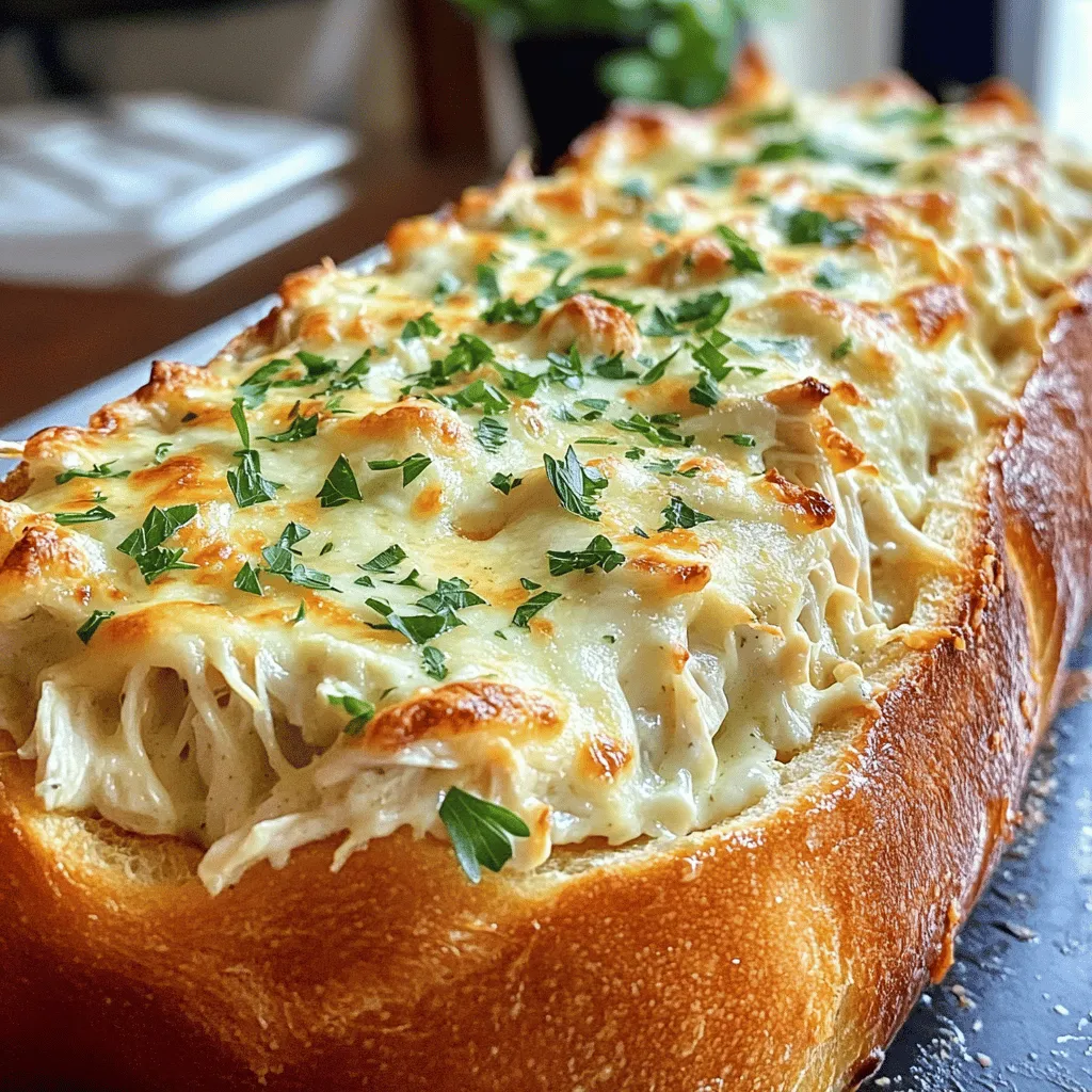 Chicken Alfredo Stuffed Garlic Bread Easy and Delicious