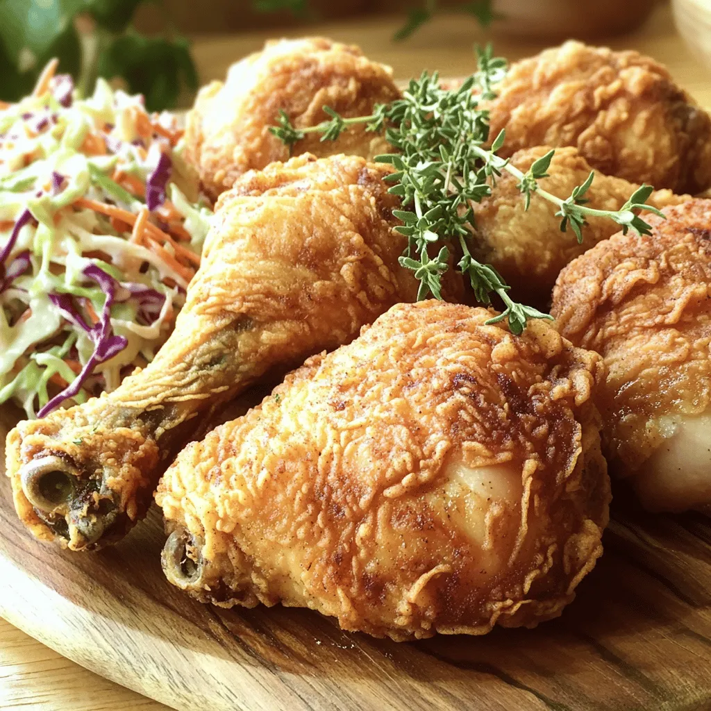 - 4 chicken thighs and drumsticks (bone-in, skin-on) - 1 cup buttermilk and optional hot sauce - 1 ½ cups all-purpose flour with spices