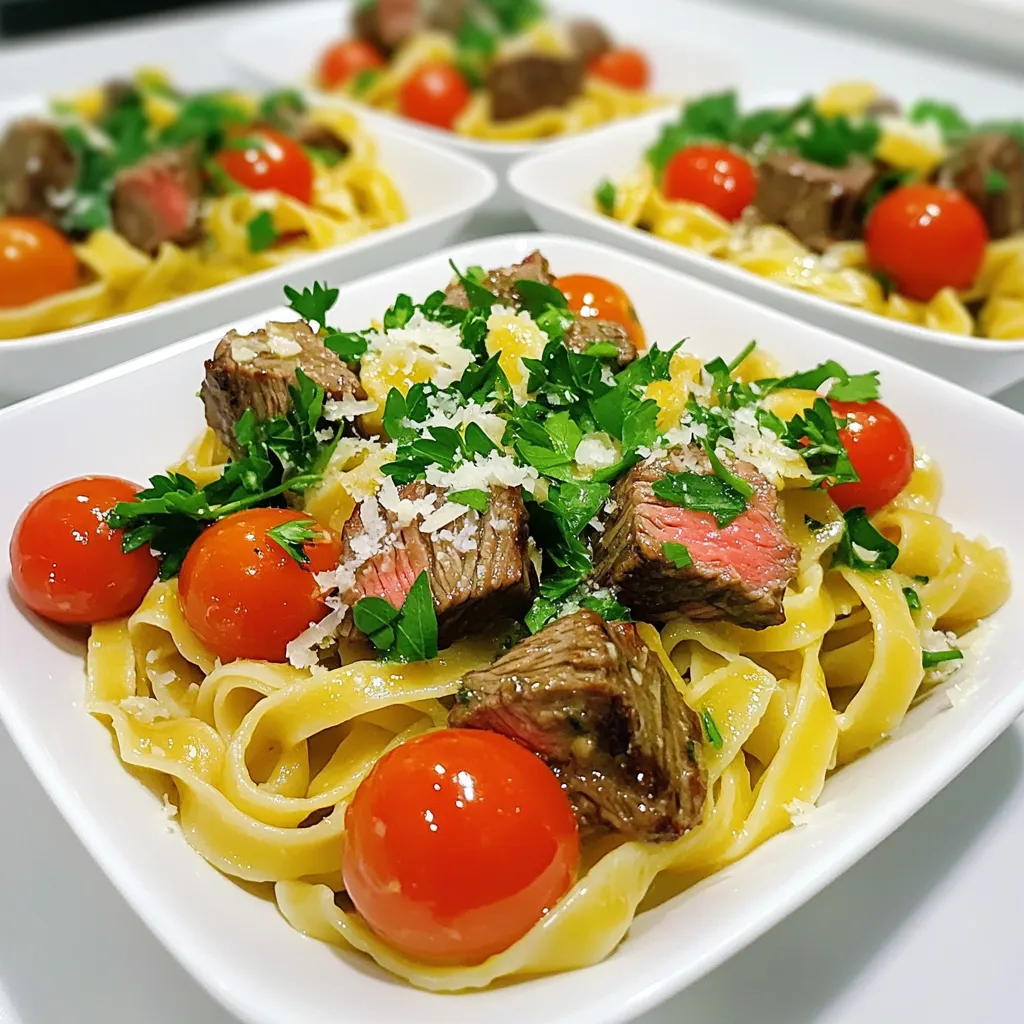 Minute Garlic Butter Steak Bites Pasta Delightful Dish
