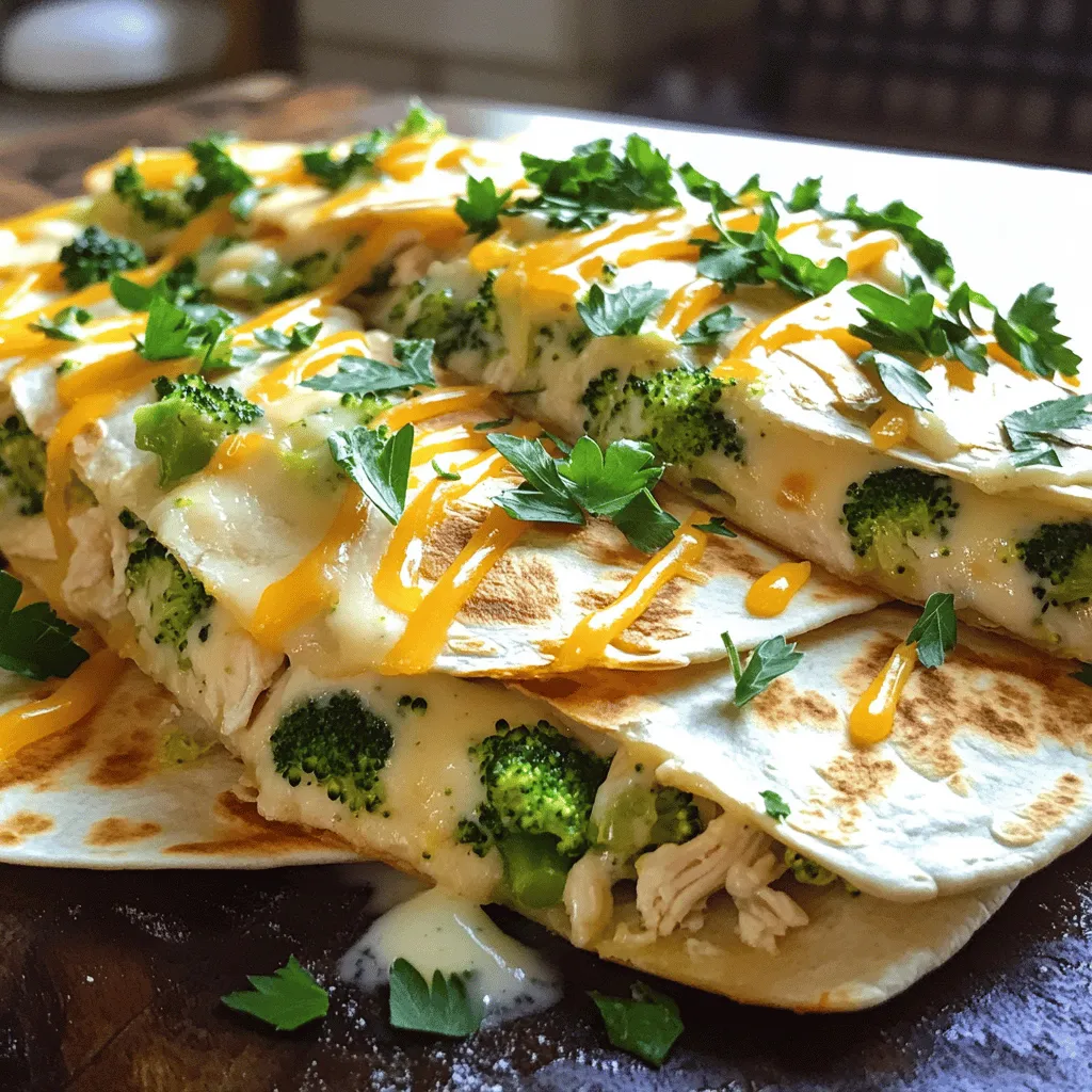 Chicken and Broccoli Alfredo Quesadilla Delight