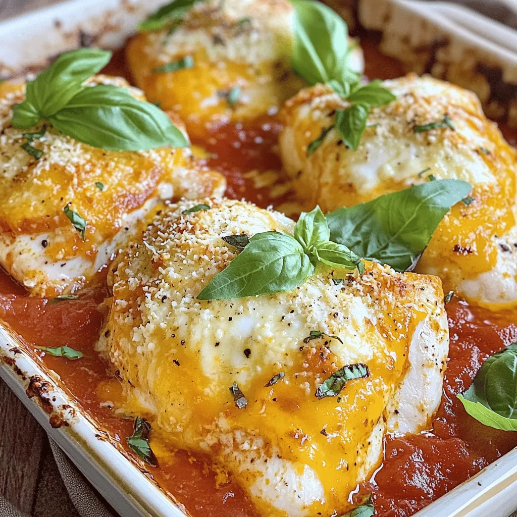 For this Easy Italian Baked Chicken, we need a few key items: - 4 boneless, skinless chicken breasts - 1 cup marinara sauce (store-bought or homemade) - 1 cup shredded mozzarella cheese - 1/2 cup grated Parmesan cheese