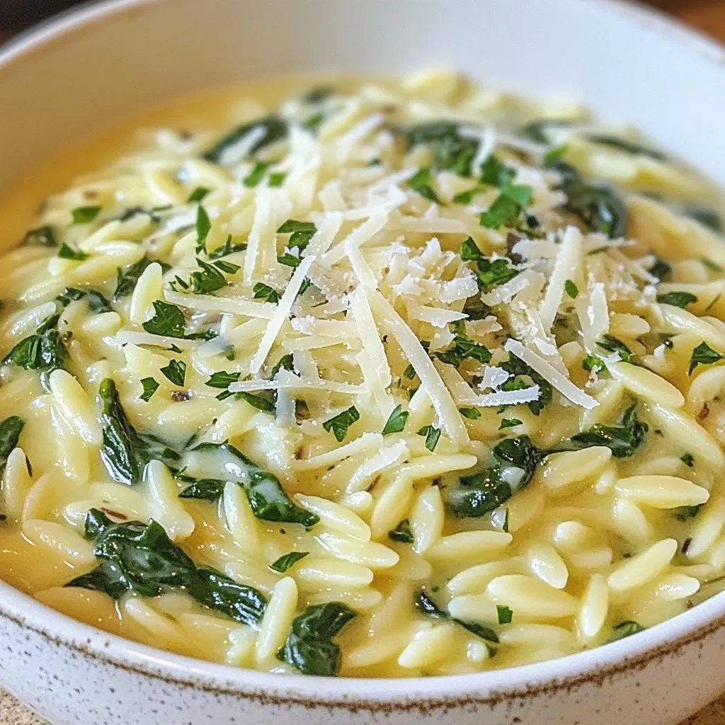 Creamy Spinach Parmesan Orzo Easy and Tasty Dish