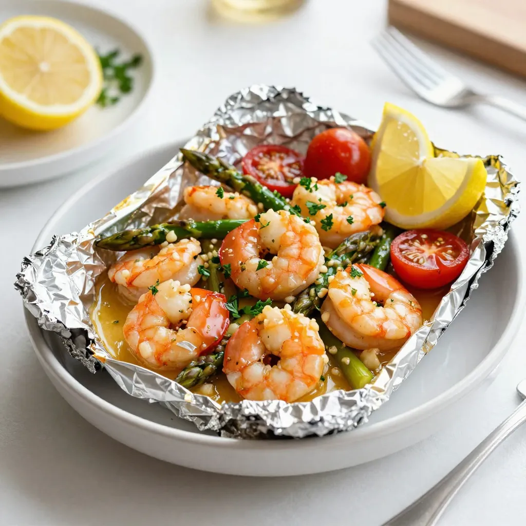 Garlic Butter Shrimp Scampi Foil Packs Tasty Treat
