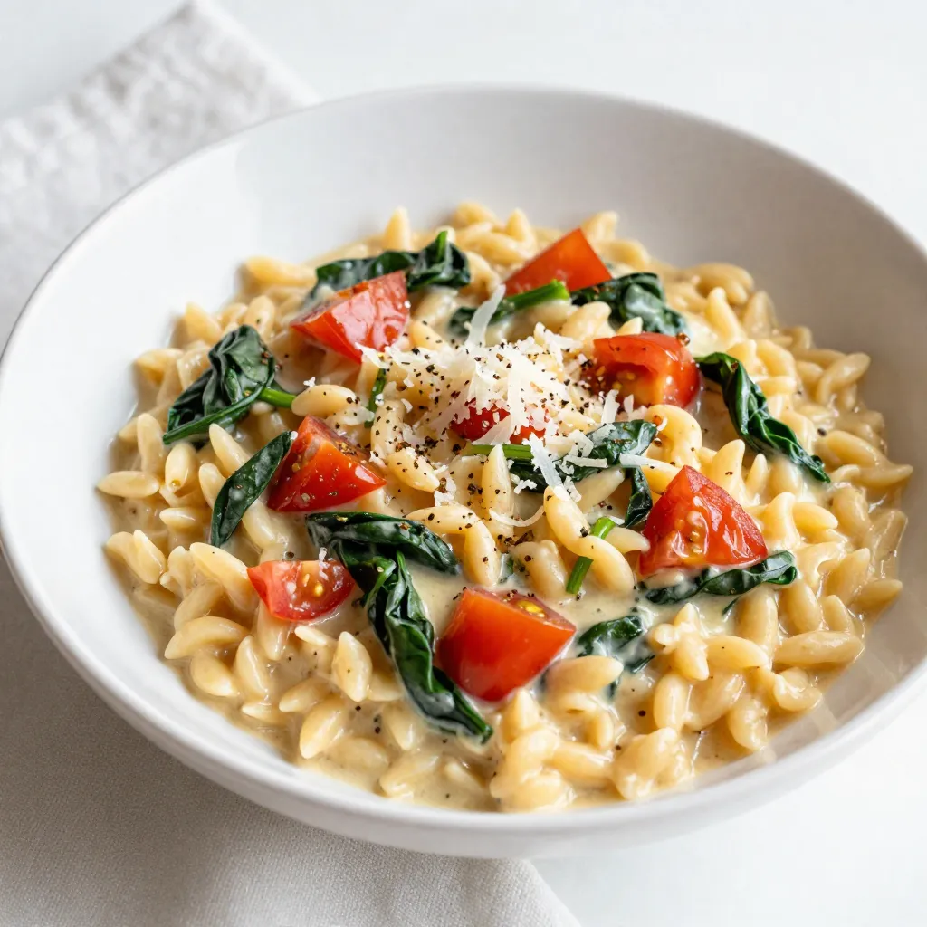 Creamy Tomato Spinach Orzo Flavorful Dinner Idea