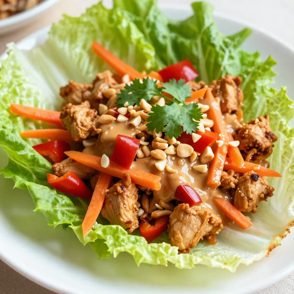 Spicy Peanut Chicken Lettuce Wraps Flavorful Delight
