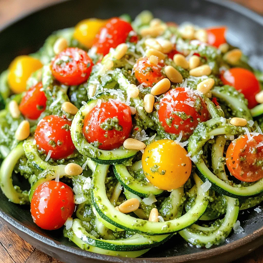 Zucchini Noodles with Pesto and Cherry Tomatoes Delight