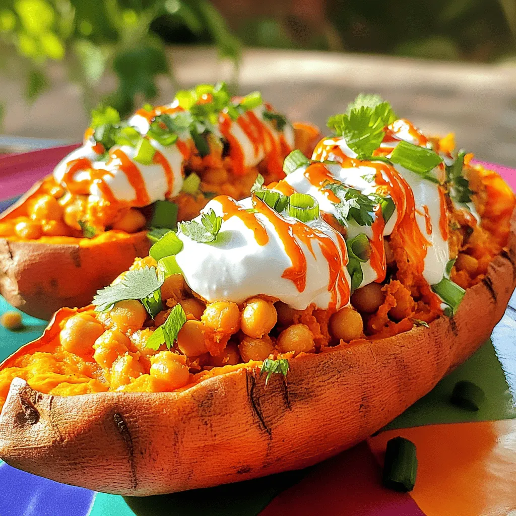 Buffalo Chickpea Stuffed Sweet Potatoes Delight