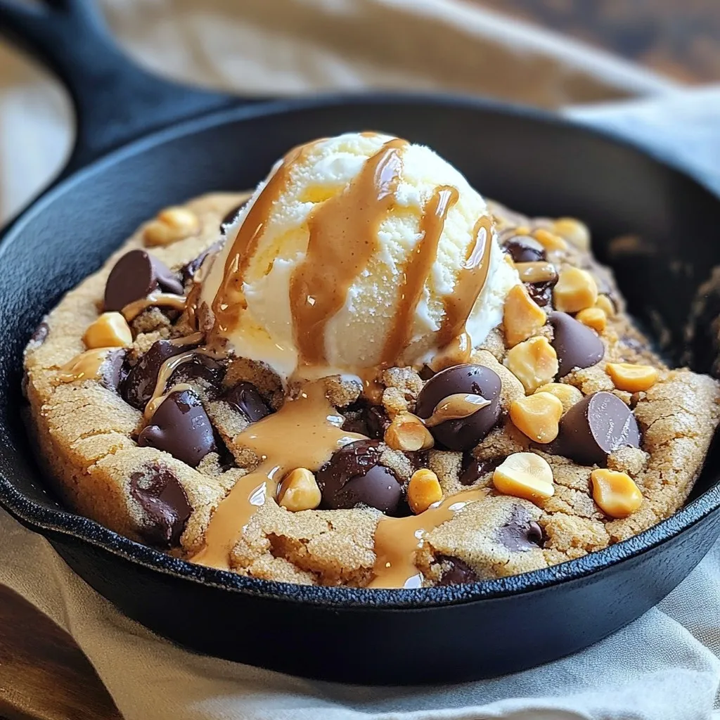 Peanut Butter Chocolate Chip Skillet Cookie Delight
