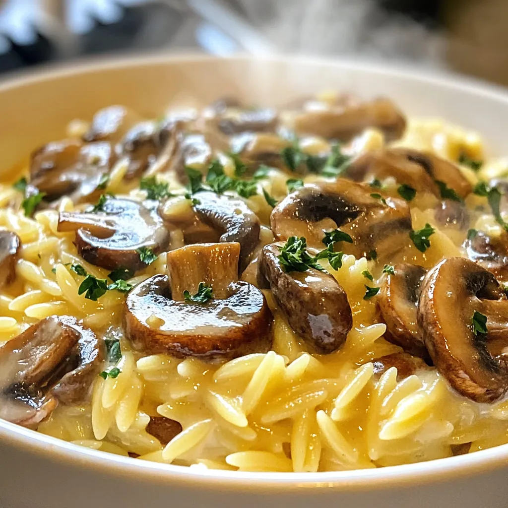 Creamy Garlic Mushroom Orzo Savory and Simple Dish