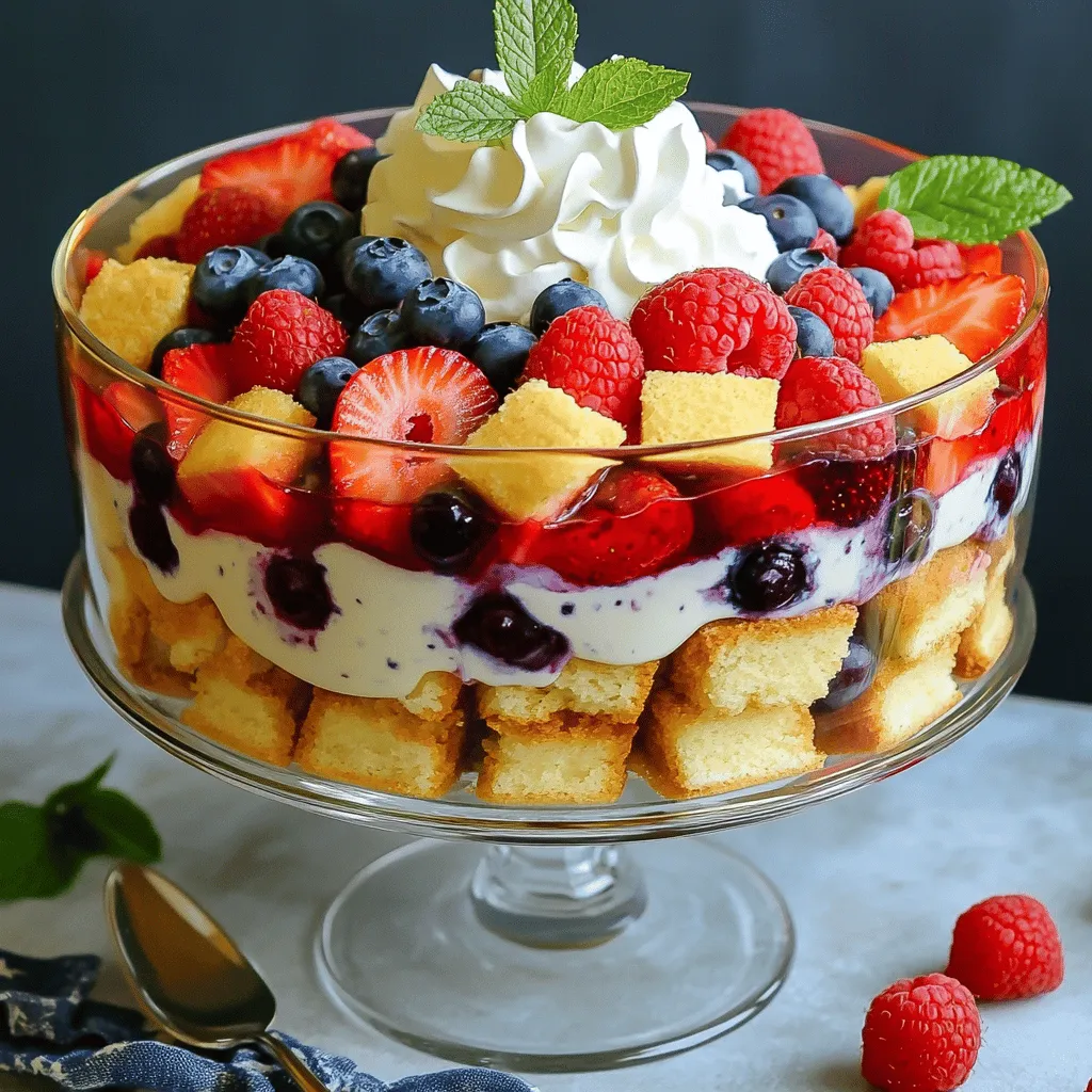 Red, White and Blueberry Trifle Delightful Layered Dessert