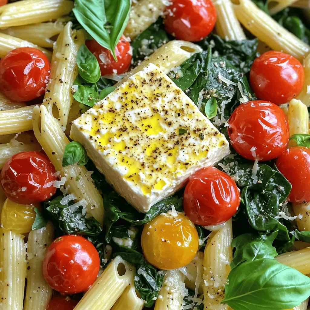 Baked Feta Pasta with Spinach Healthy Flavor Boost