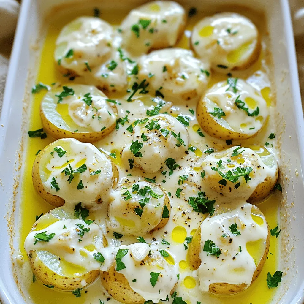 Easy Creamy Garlic Sauce Baby Potatoes Delight