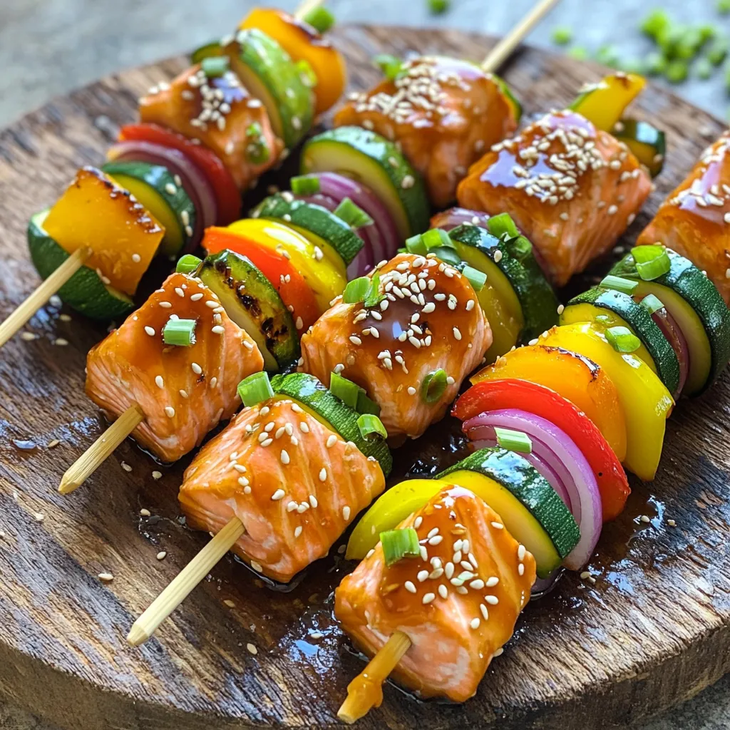 Teriyaki Glazed Salmon Skewers Flavorful Grilling Idea