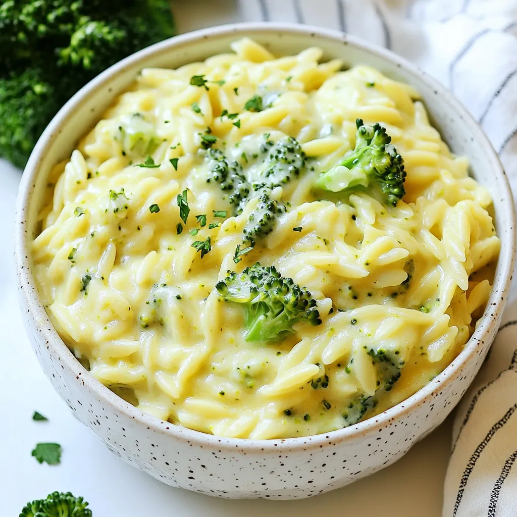 Creamy Broccoli Cheddar Orzo Quick and Tasty Dish
