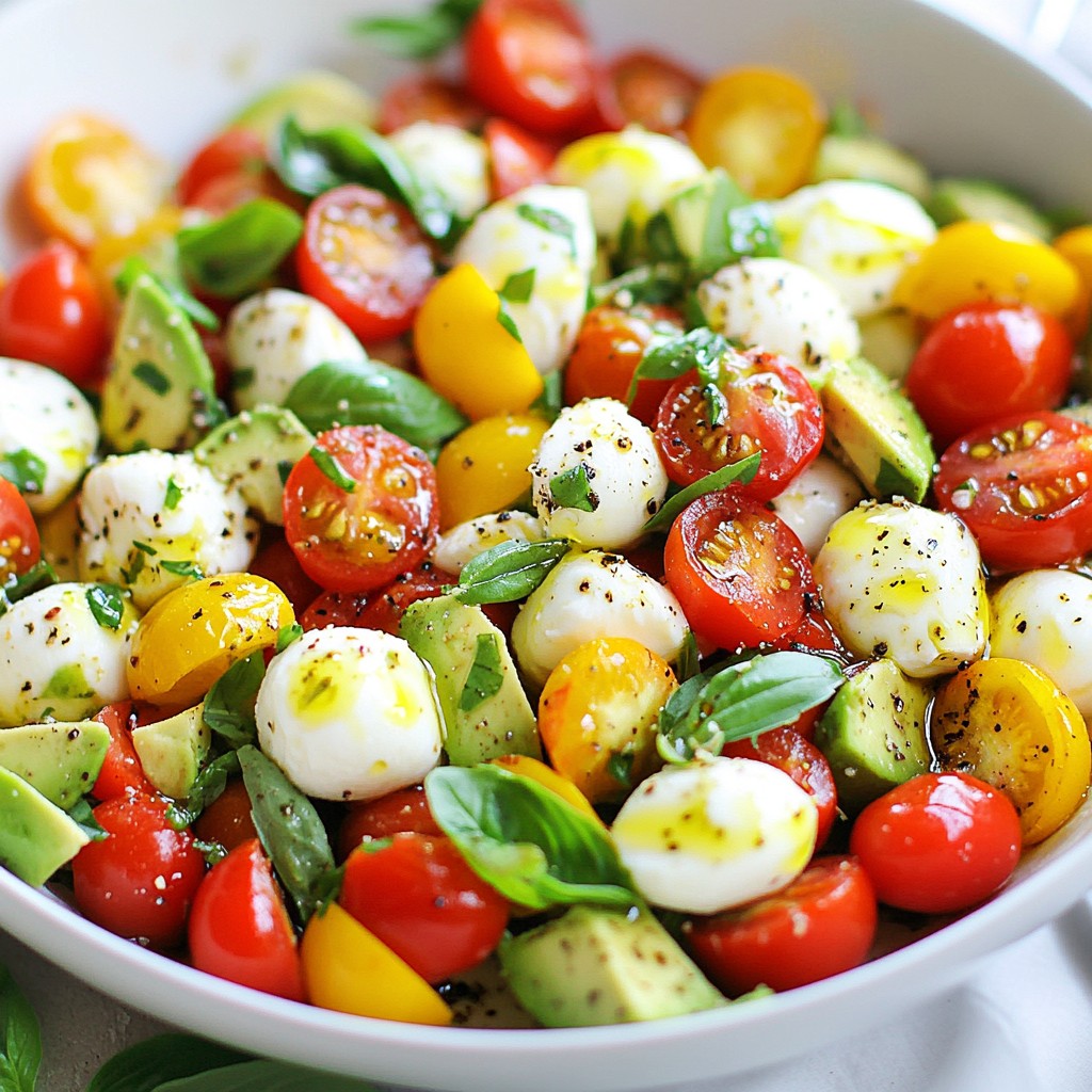 Avocado Tomato Mozzarella Salad Fresh and Zesty Dish