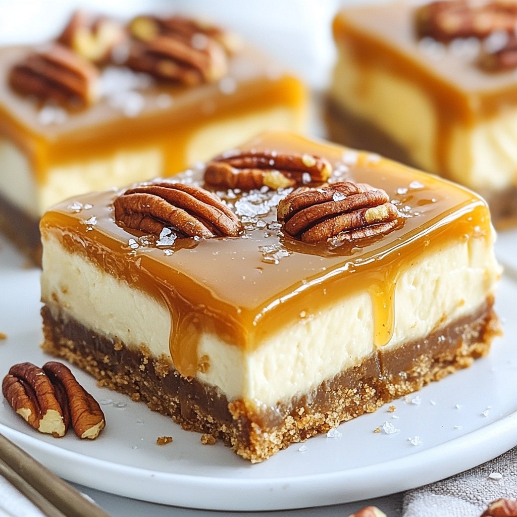 Caramel Pecan Cheesecake Bars Irresistible Dessert Treat