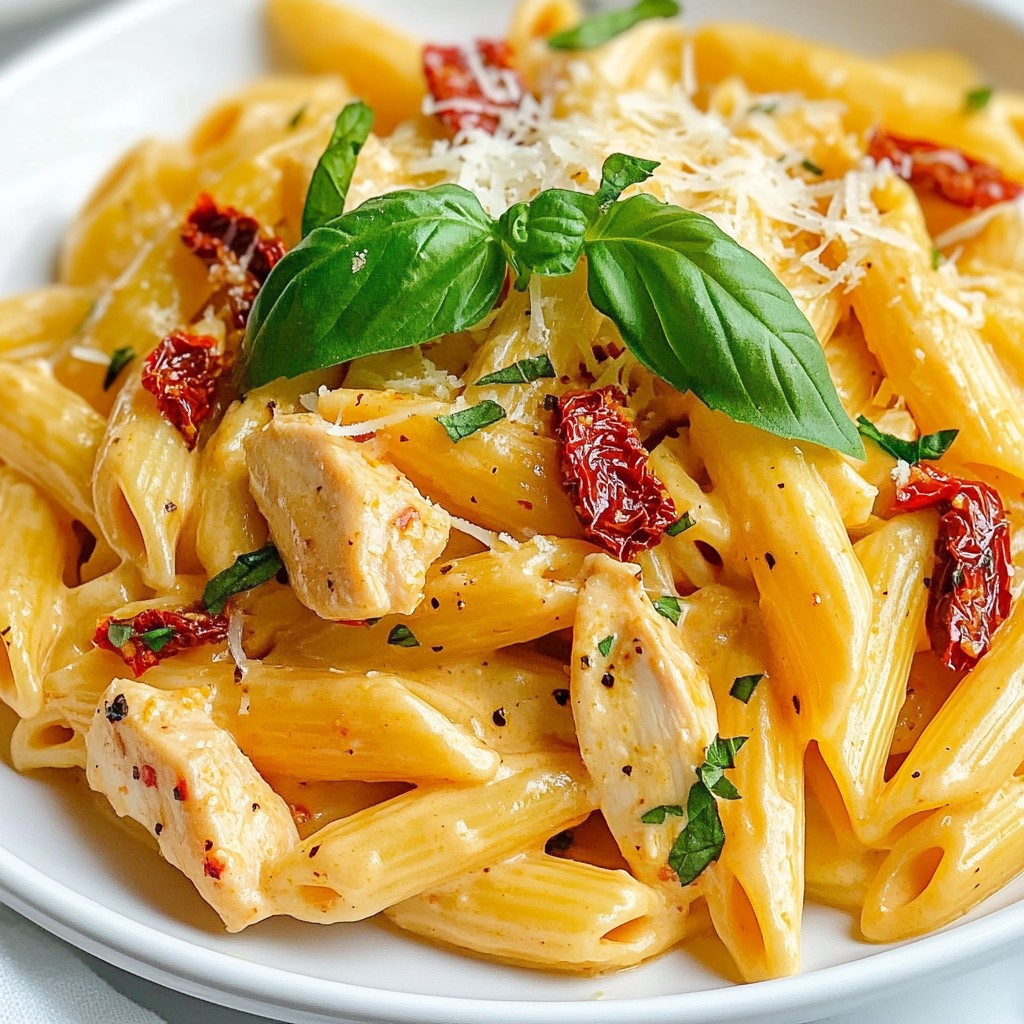 Creamy Sun Dried Tomato Chicken Pasta Delight