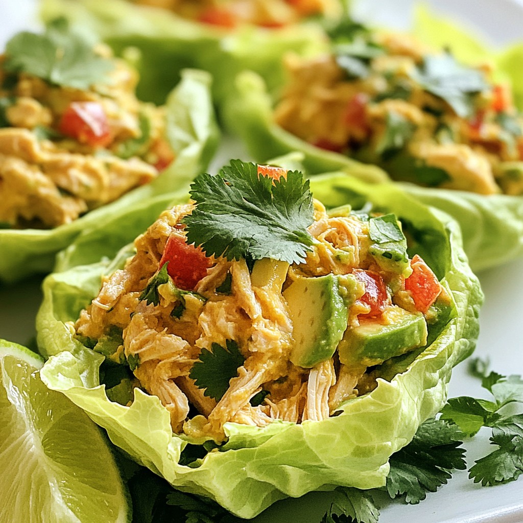 Avocado Chicken Salad Lettuce Boats Fresh and Tasty