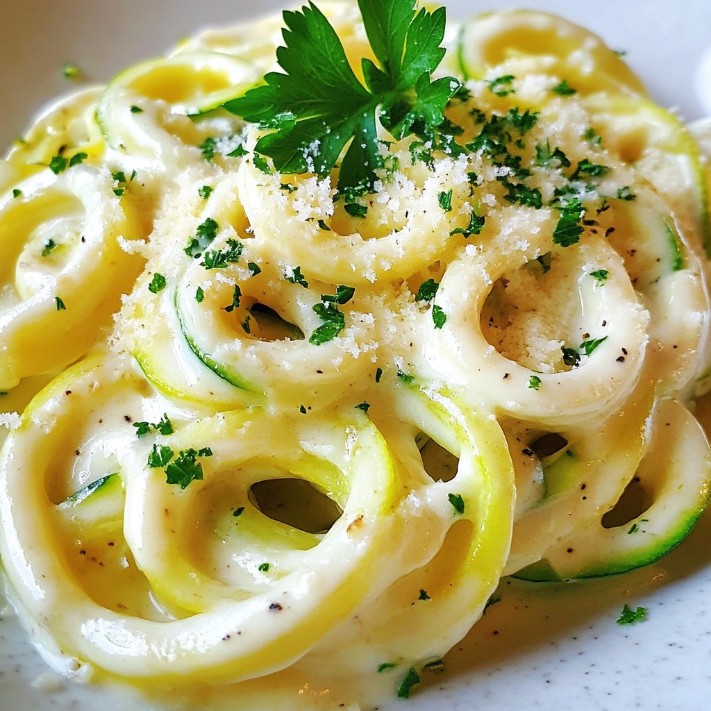 Garlic Parmesan Zoodle Alfredo Creamy and Quick Dish